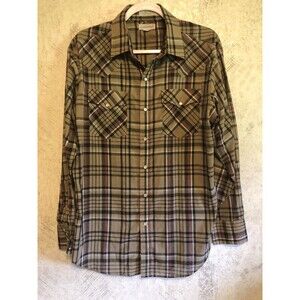 J.J. Cochran Western Pearl Snap Shirt Long Sleeve Large L Men 16-16.5